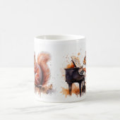 リスのかわいい動物とピアノの名パーソナライズされた前 コーヒーマグカップ (中央)