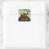 リスのかわいい動物 こんにちは挨拶 Funny Squirrel Cute Animals Hell スクエアシール (バッグ)