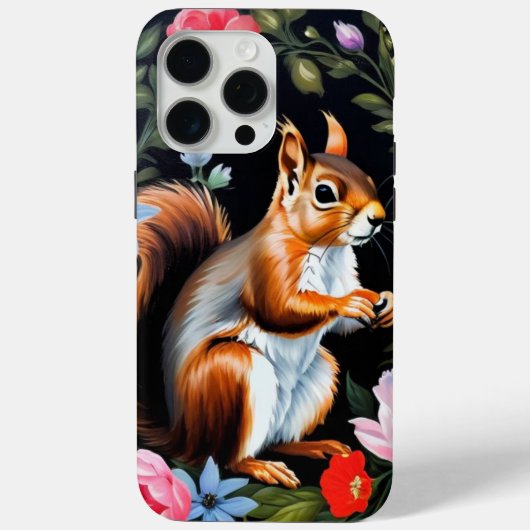 リスのかわいい花柄ダークコテージコアスマホケース Case-Mate iPhoneケース (裏面)