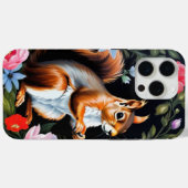 リスのかわいい花柄ダークコテージコアスマホケース Case-Mate iPhoneケース (裏面 (横))