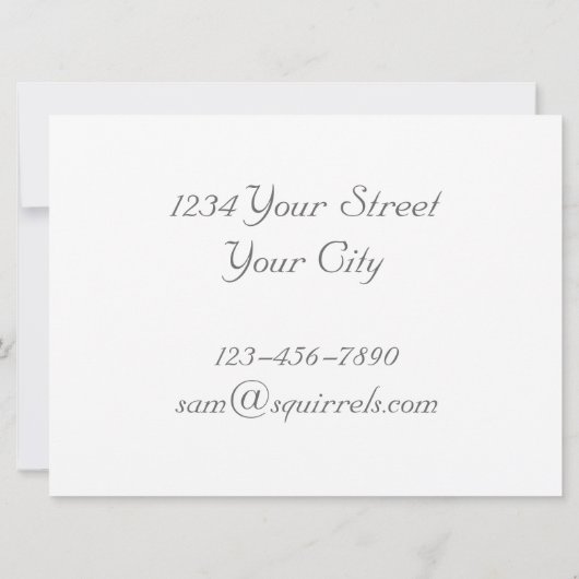 リスのアコーンハート結婚式招待状 招待状 (裏面)