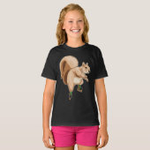 リスのインラインスケートで滑るローラースケート Tシャツ (正面フル)