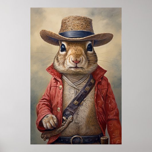 リスのカウボーイのポスター、子供部屋と子供の芸術 ポスター (正面)