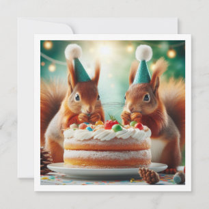 リスのカード、リスの誕生日の招待 招待状