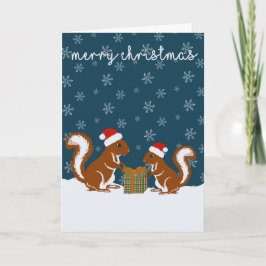 リスのギフト与えのクリスマスカード サンキューカード