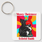 リスのクリスマスの贈りパーソナライズされた物 キーホルダー (正面)