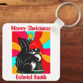 リスのクリスマスの贈りパーソナライズされた物 キーホルダー (裏面)
