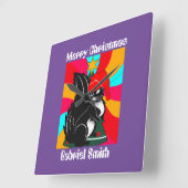 リスのクリスマスの贈りパーソナライズされた物 スクエア壁時計 (傾斜)