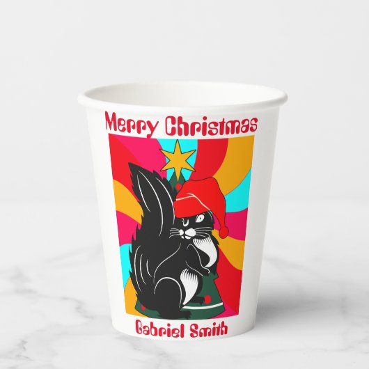 リスのクリスマスの贈りパーソナライズされた物 紙コップ (正面)