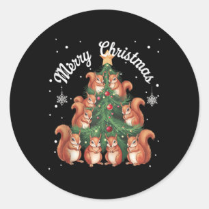 リスのクリスマスツリーリスのクリスマスツリーのタンクへ ラウンドシール