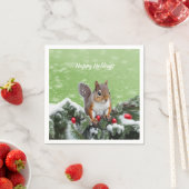 リスのクリスマスホリデーズペーパーナプキン スタンダードカクテルナプキン (インサイチュ)