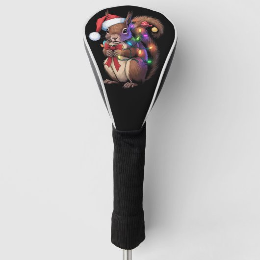 リスのクリスマスライトクリスマスパーティーファミリー ゴルフヘッドカバー (正面)
