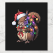 リスのクリスマスライトクリスマスパーティーファミリー ワインラベル (シングルラベル)