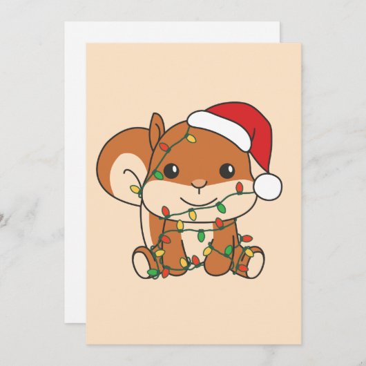 リスのクリスマス冬の動物のホリデーリス シーズンカード (正面/裏面)