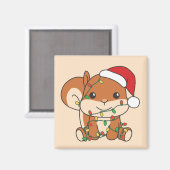 リスのクリスマス冬の動物のホリデーリス マグネット (正面/裏面)