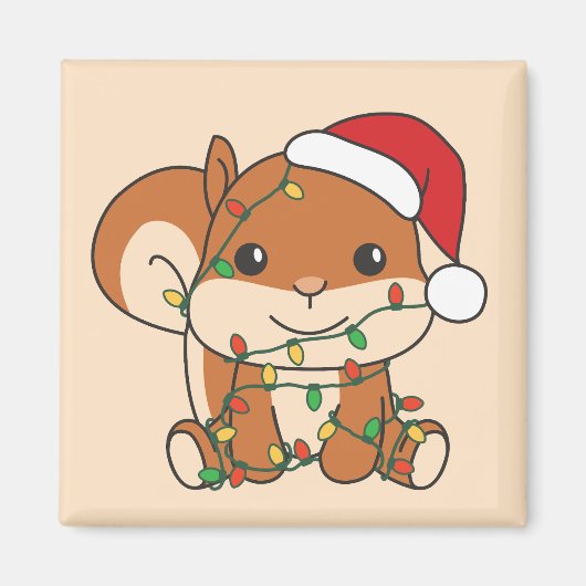 リスのクリスマス冬の動物のホリデーリス マグネット (正面)
