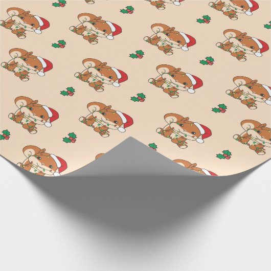 リスのクリスマス冬の動物のホリデーリス ラッピングペーパー (角)