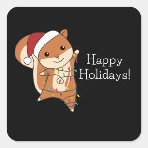 リスのクリスマス冬の動物の正方形のシール スクエアシール