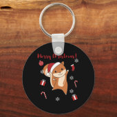 リスのクリスマス冬の動物 キーホルダー (正面)