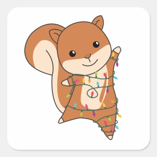 リスのクリスマス冬の動物 スクエアシール (正面)