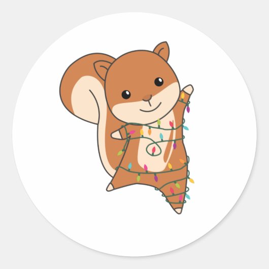 リスのクリスマス冬の動物 ラウンドシール (正面)