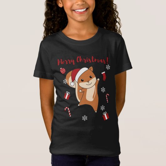 リスのクリスマス冬の動物 Tシャツ (正面)