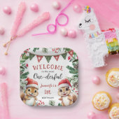 リスのクリスマス1st誕生日の冬のオーダーランド ペーパープレート (パーティー)