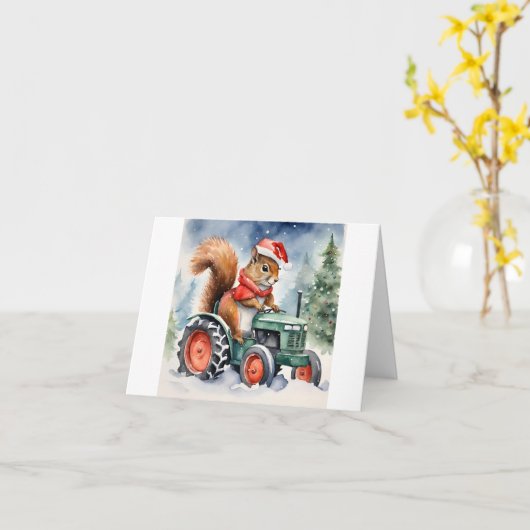 リスのクリスマス カード (黄色い花)