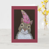 リスのグリーティングカードを引っ張る カード (黄色い花)