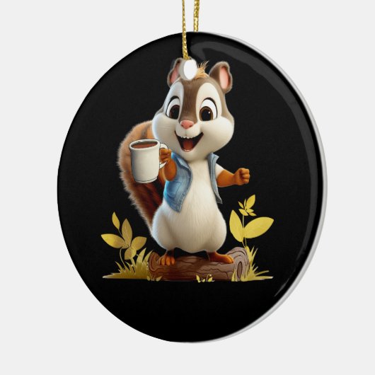 リスのコーヒーカップおもしろいコーヒーリス飲み セラミックオーナメント (左)