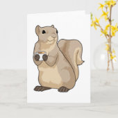 リスのコーヒーカップ カード (黄色い花)