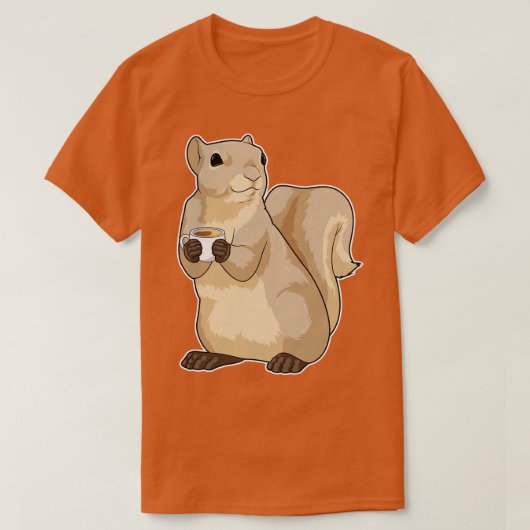 リスのコーヒーカップ Tシャツ (デザイン正面)