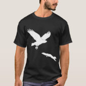 リスのシルエットの赤い尾 Tシャツ (正面)