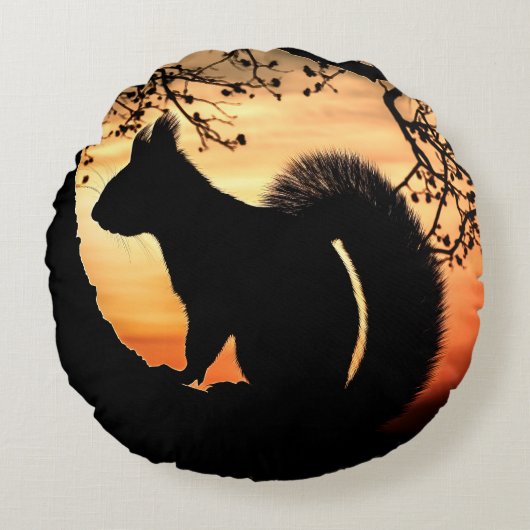 リスのシルエット ラウンドクッション (正面)