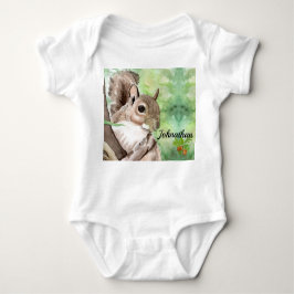 リスのジェンダーニュートラルベビー服 ベビーボディスーツ