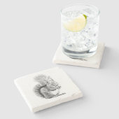 リスのスケッチの石のコースター ストーンコースター (横)