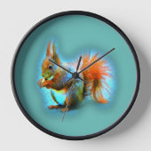 リスのスタイルモダンオンターコイズ 壁時計 (正面)