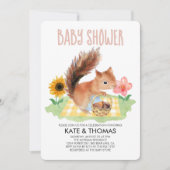 リスのナッツのピクニック水の色ベビーシャワー 招待状 (正面)