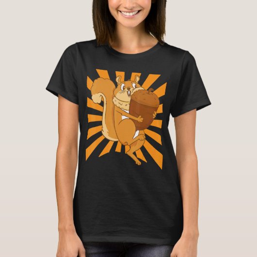 リスのハギングヘーゼルナット Tシャツ (正面)