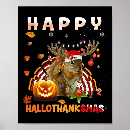リスのハロウィーンとメリークリスマスハッピーハロ ポスター (正面)