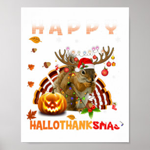 リスのハロウィーンとメリークリスマスハッピーハロ ポスター