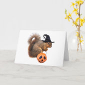 リスのハロウィーンカードのトリックまたは処理 カード (黄色い花)