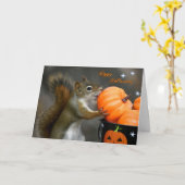 リスのハロウィーンカードのビックレス カード (黄色い花)