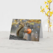 リスのハロウィーンカードのビックレス カード (黄色い花)