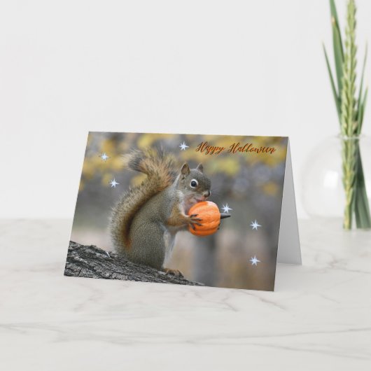リスのハロウィーンカードのビックレス カード (正面)
