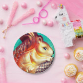 リスのピネコンヴィンテージ秋冬のティール（緑がかった色）金ゴールド ペーパープレート (パーティー)