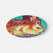 リスのピネコンヴィンテージ秋冬のティール（緑がかった色）金ゴールド ペーパープレート (アングル)