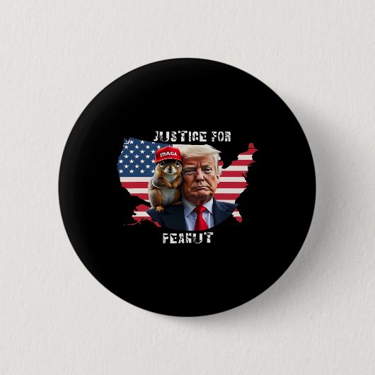 リスのピーナッツにトランプの投票4 缶バッジ (正面)