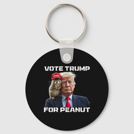 リスのピーナッツにトランプの投票 キーホルダー (正面)