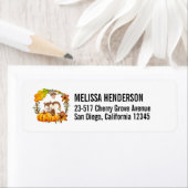 リスのフローラリース秋 素朴 ラベル (インサイチュ)